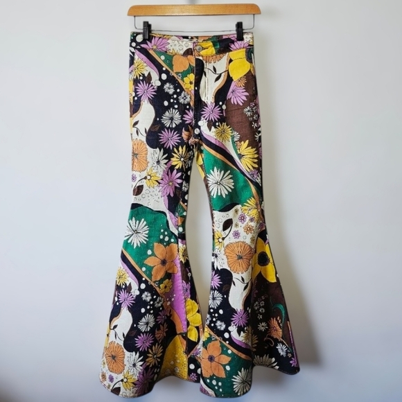 Free People Just Float On Printed Flared Jeans Size 24 Floral Sold Out Print - Picture 3 of 9